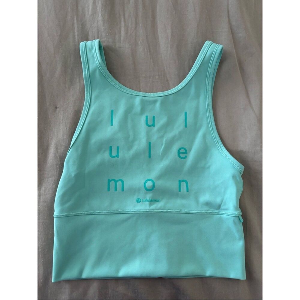 LULULEMON Power Pivot Everlux Tank Top Womens Wild Mint Cropped